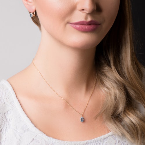 Zawieszka Savicki: dwukolorowe złoto, topaz, diamenty